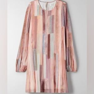 Aritzia Wilfred Elba Mini Dress in Heirloom Pink/Sage Frost M